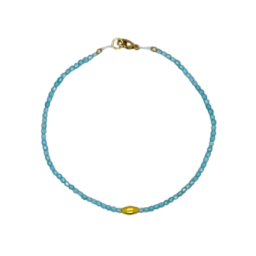 Apatite Beaded Bracelet in Yellow Gold