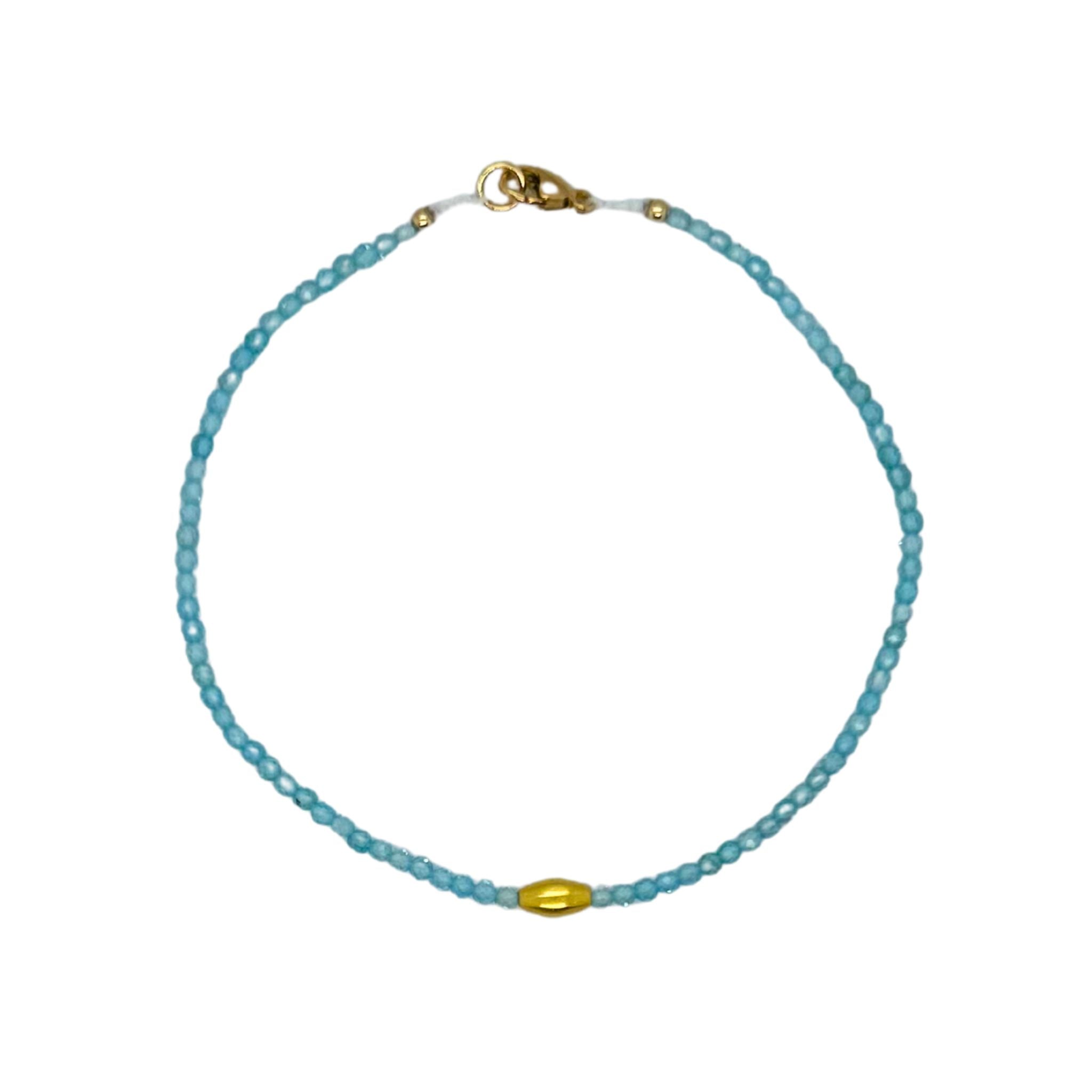 Apatite Beaded Bracelet in Yellow Gold