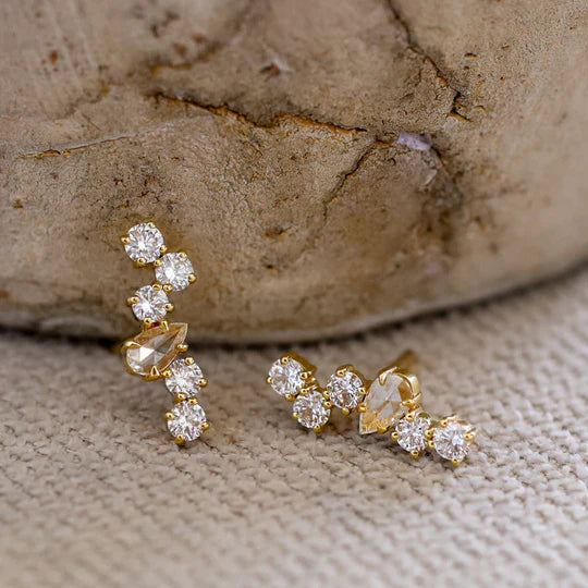 Estelle Diamond Studs in Yellow Gold