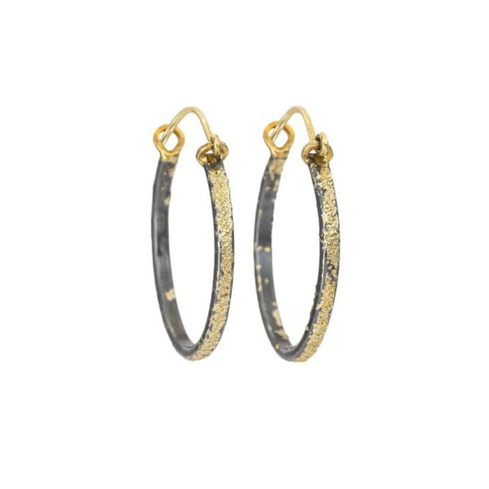Small Chelsea Hoops in Yellow Gold and Oxidized Argentium Silver