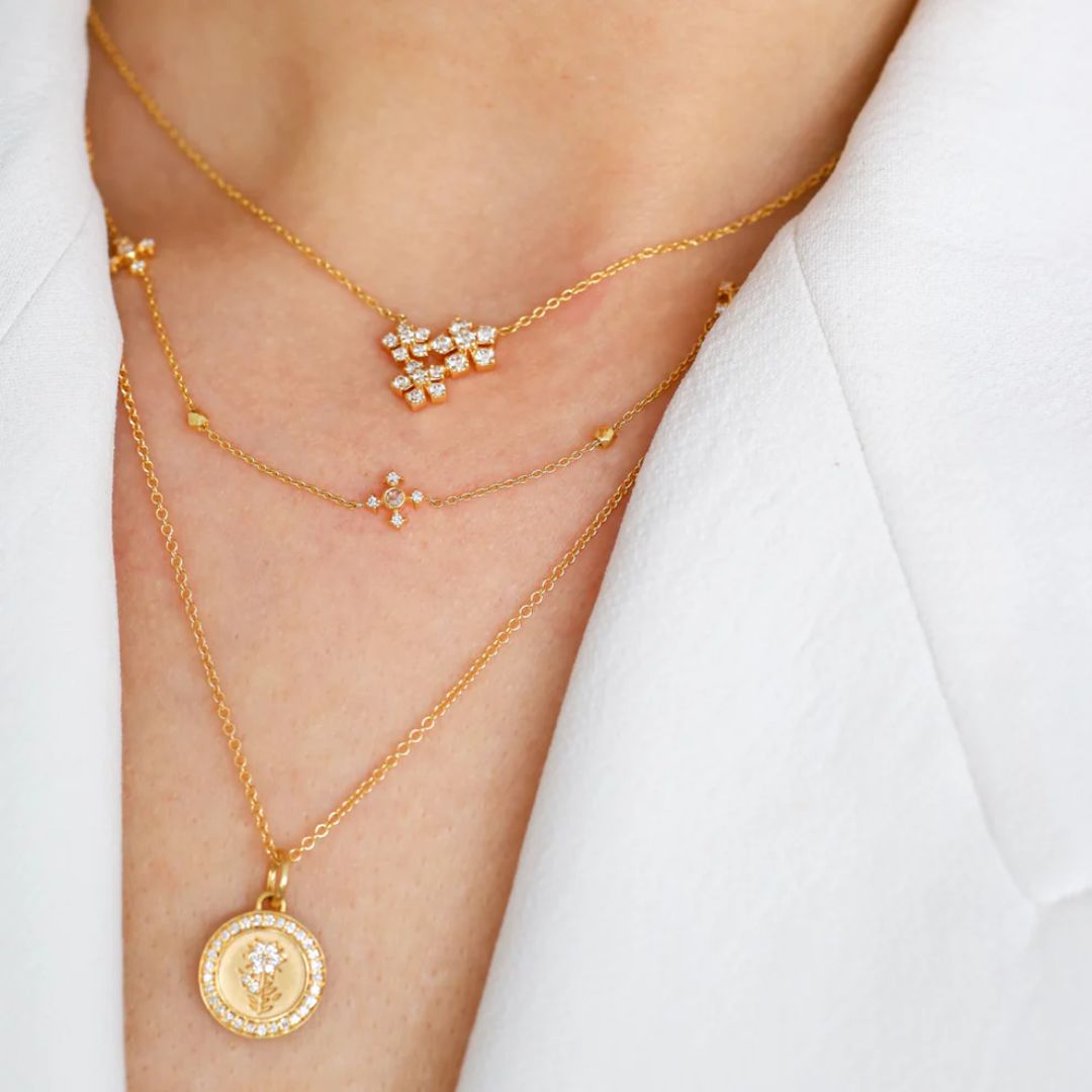 Small Fleur Diamond Charm in Yellow Gold