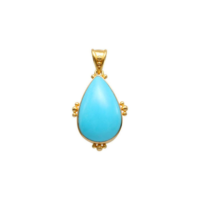 Turquoise Pendant in Yellow Gold