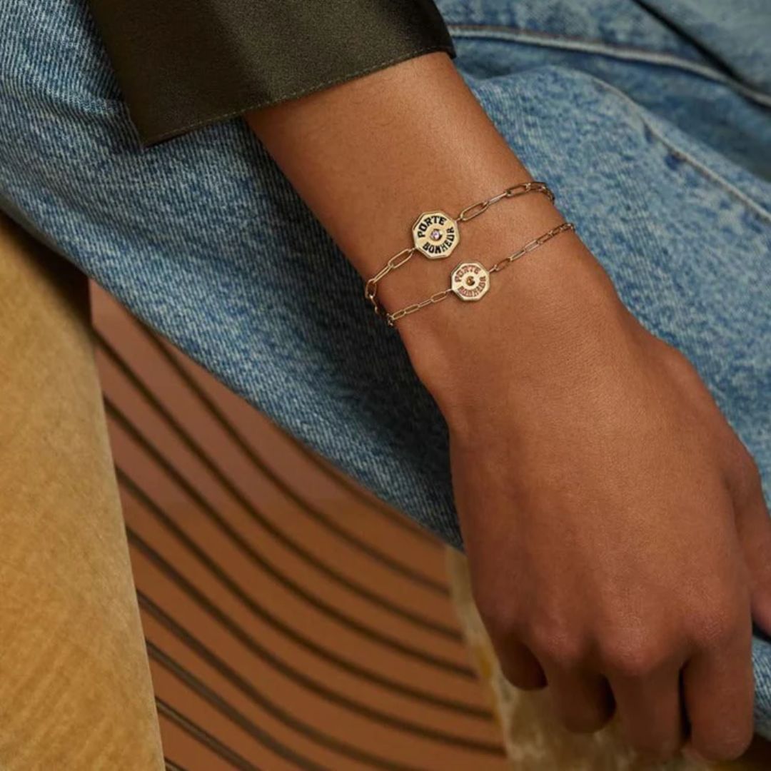 Diamond Petite Porte Bonheur Bracelet in Yellow Gold