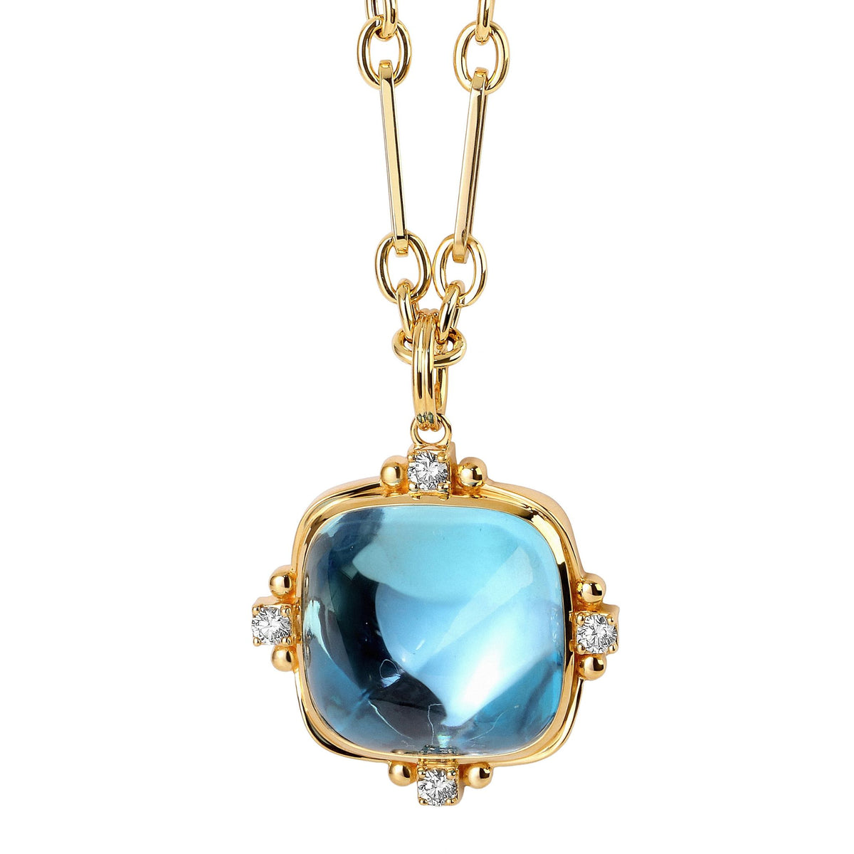 Axia Quad Blue Topaz Pendant Grande in Yellow Gold