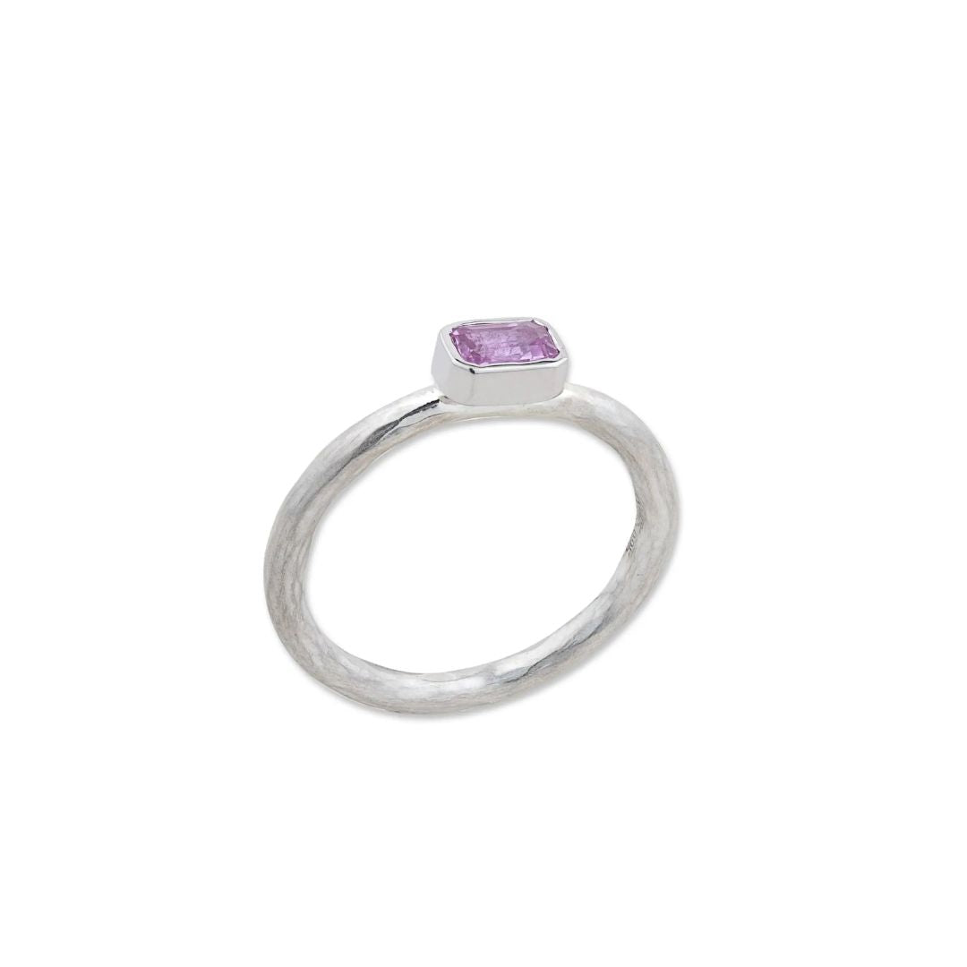 Prismic Pink Sapphire Ring in Sterling Silver