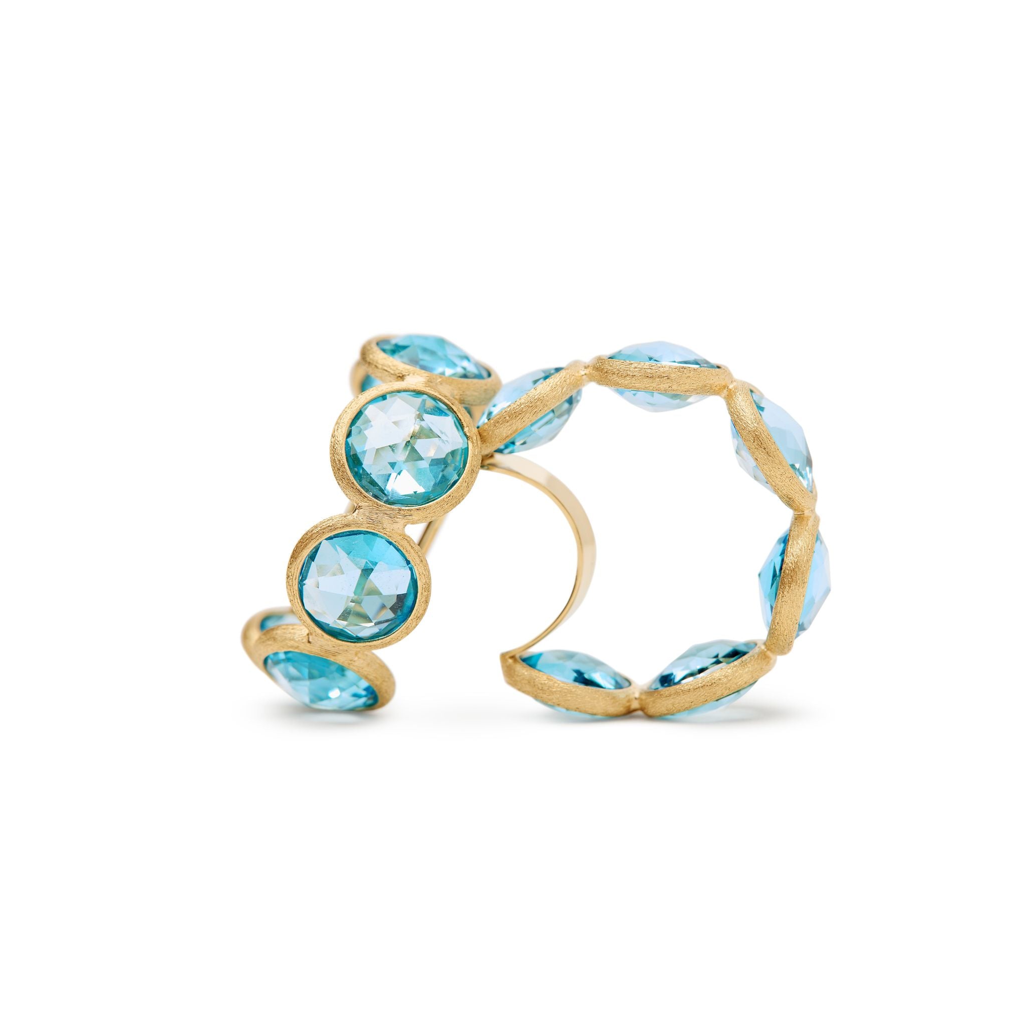 Jaipur Blue Topaz Hoops in Yellow Gold