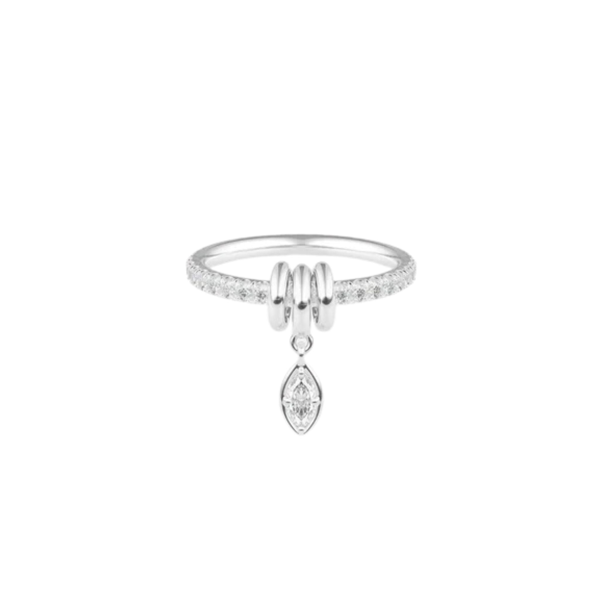Pia Marquise Pave Ring in Sterling Silver