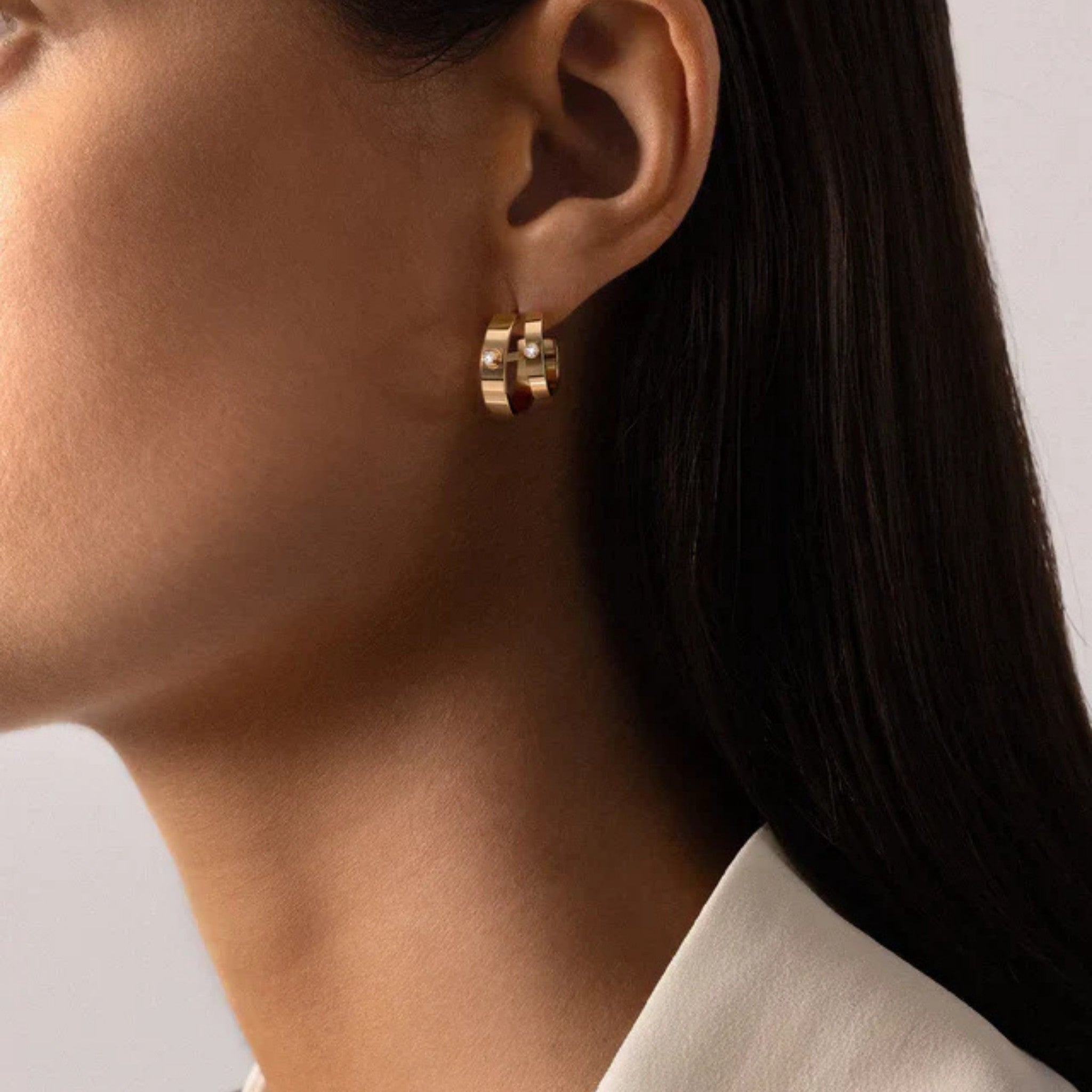 Monday Morning Double Hoops in Yellow Gold
