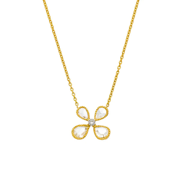 Fine Vine Rose Cut Diamond Necklace in Yellow Gold