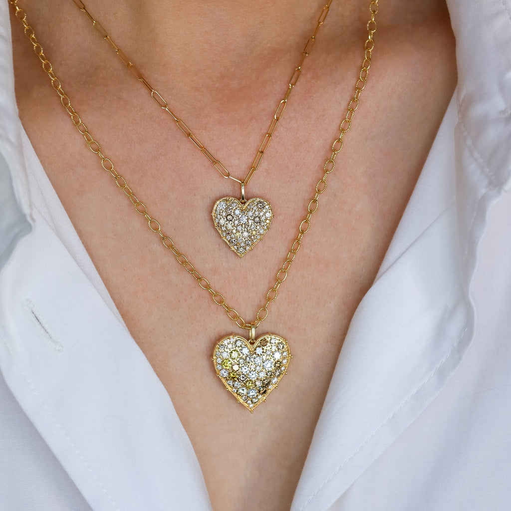Confetti Heart Multi-Color Diamond Pendant in Yellow Gold