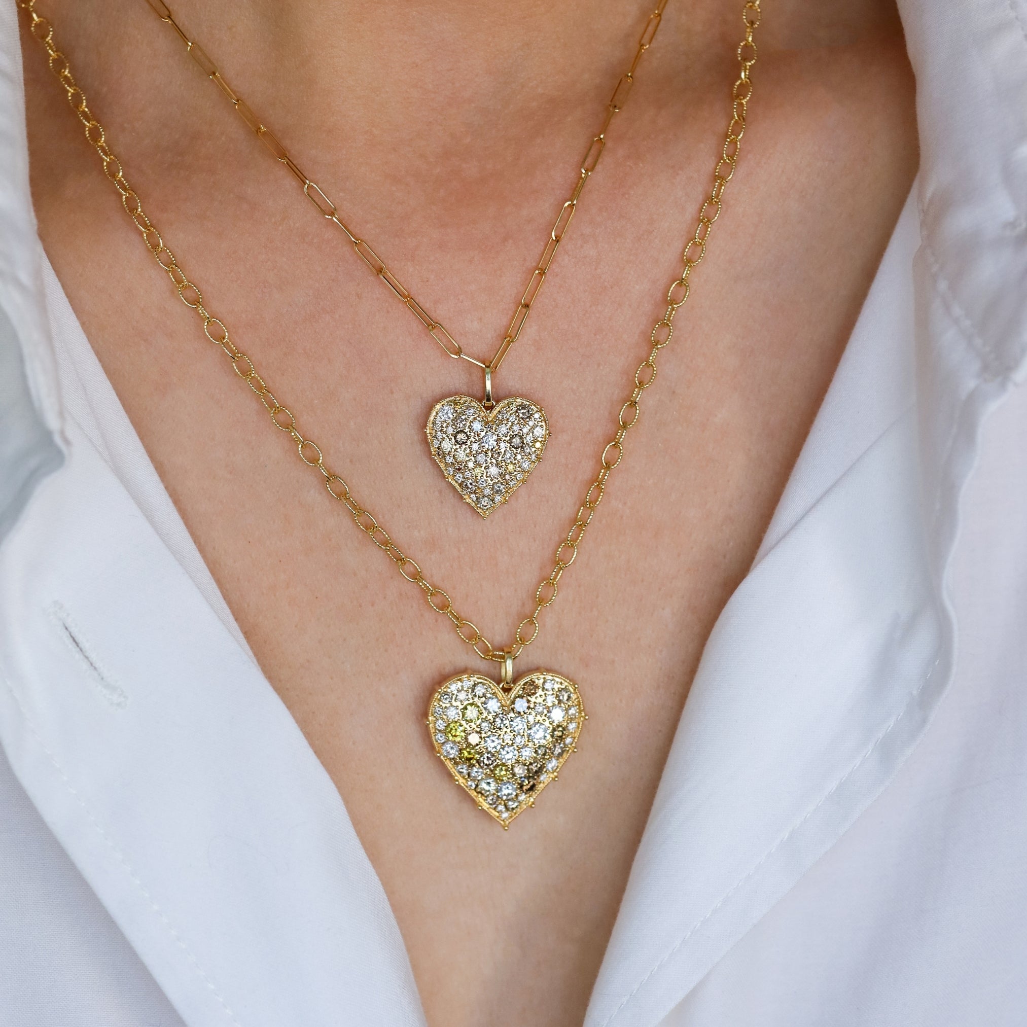 Confetti Heart Multi-Color Diamond Pendant in Yellow Gold