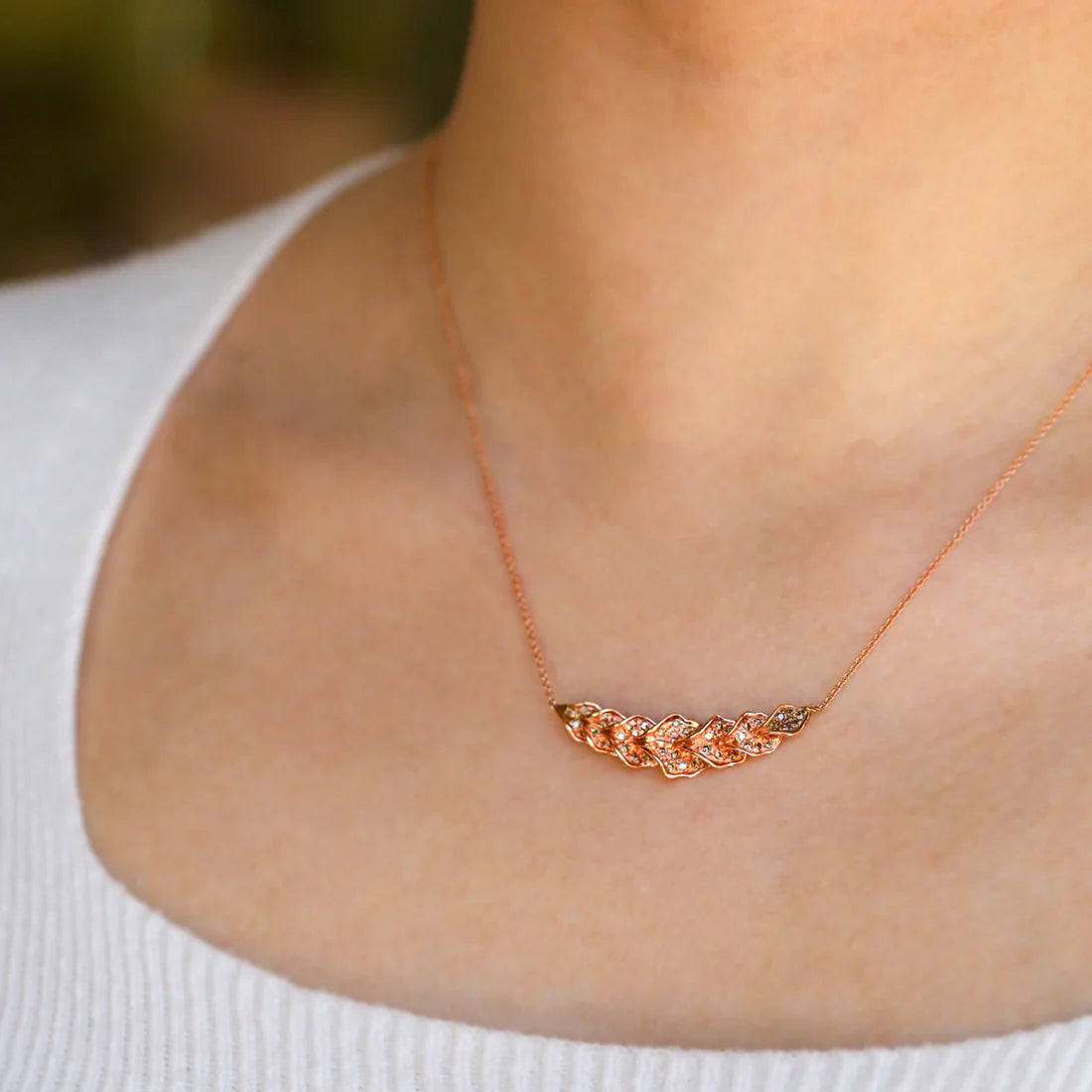 Ginkgo Lead Brown Diamond Necklace