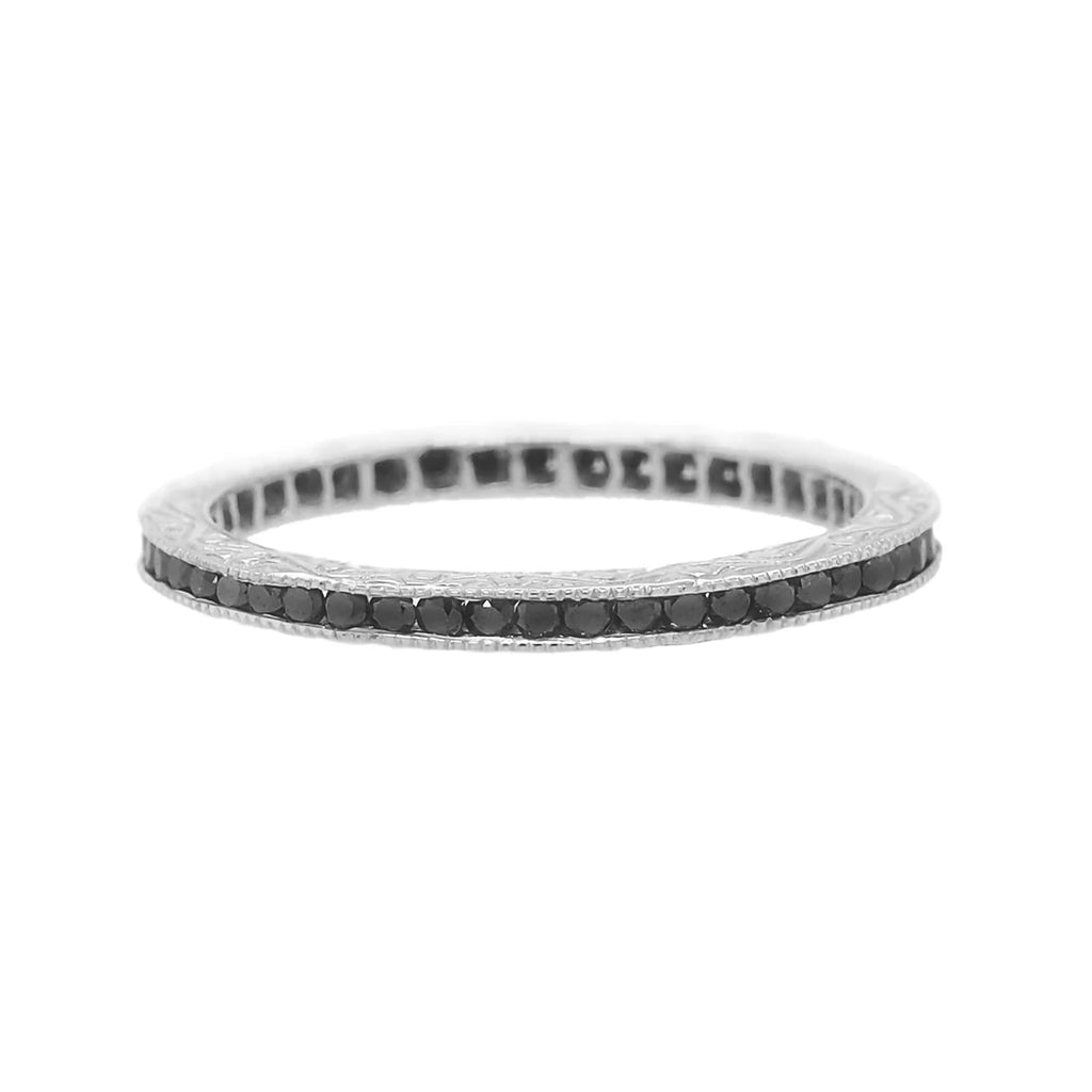 Channel Black Diamond Band in White Gold
