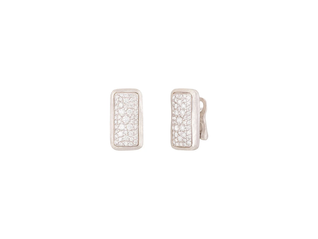 Pointelle Couture Silver Diamond Clip Post Stud Earrings