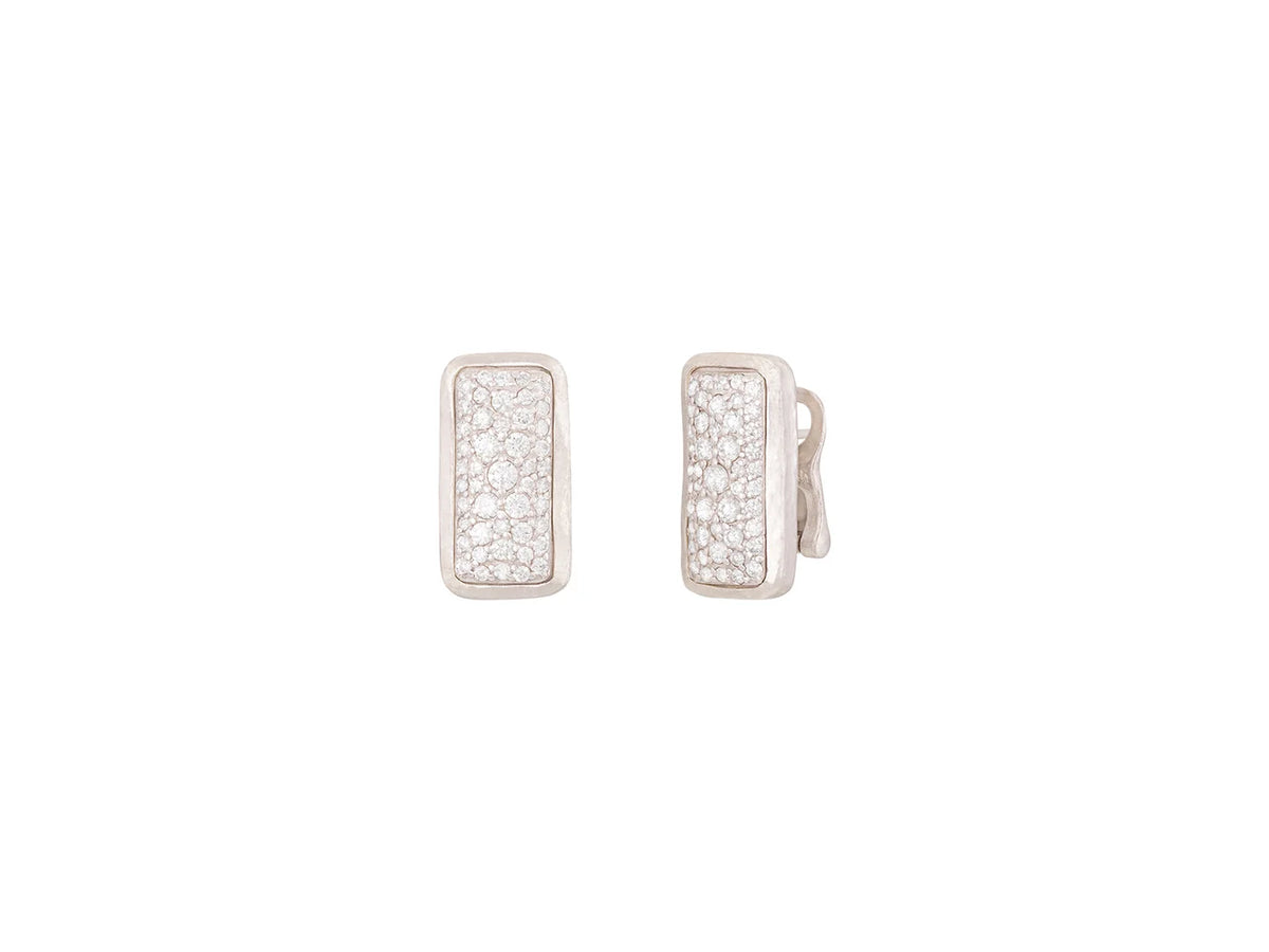 Pointelle Couture Silver Diamond Clip Post Stud Earrings