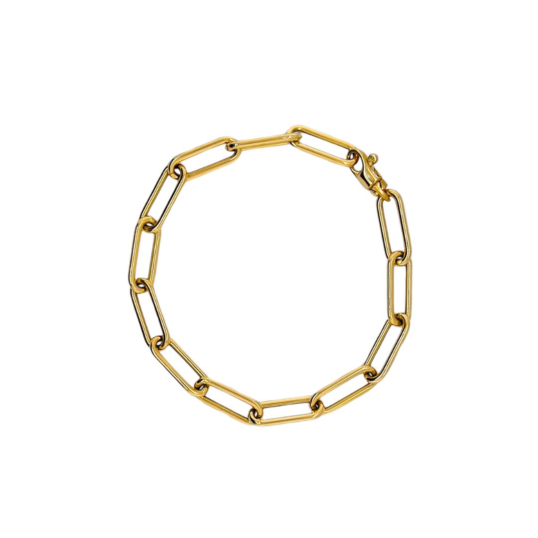 Chunky Paperclip Chain Bracelet in Yellow Gold