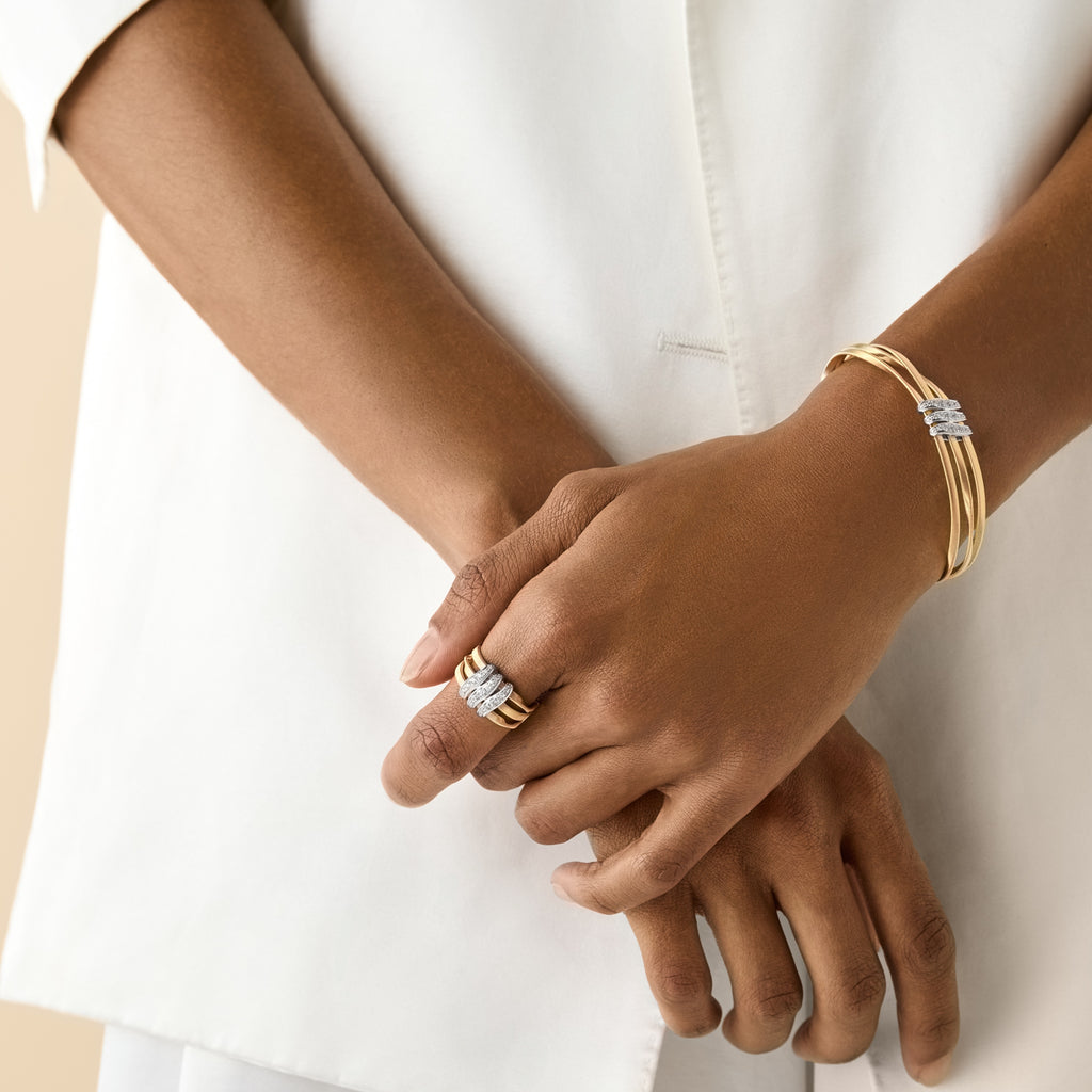 Marrakech Diamond Ring in Yellow Gold and White Gold