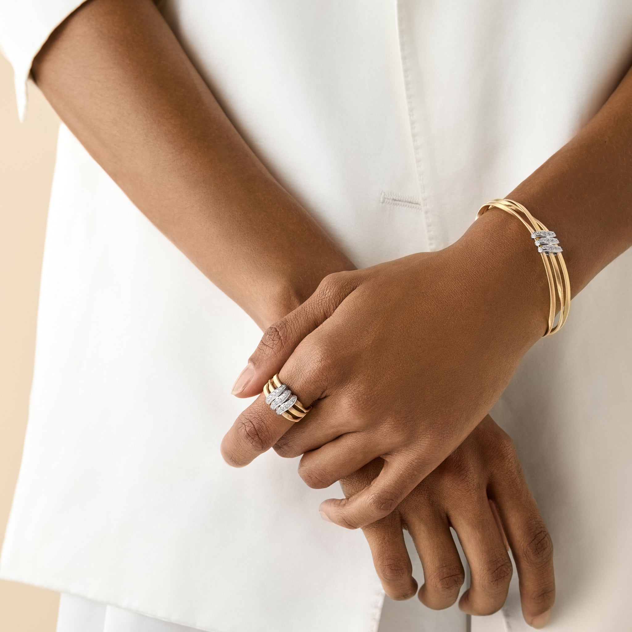 Marrakech Diamond Ring in Yellow Gold and White Gold