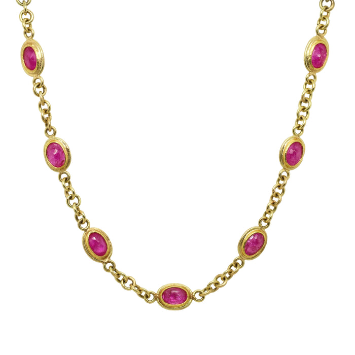 Pink Sapphire Necklace in Yellow Gold