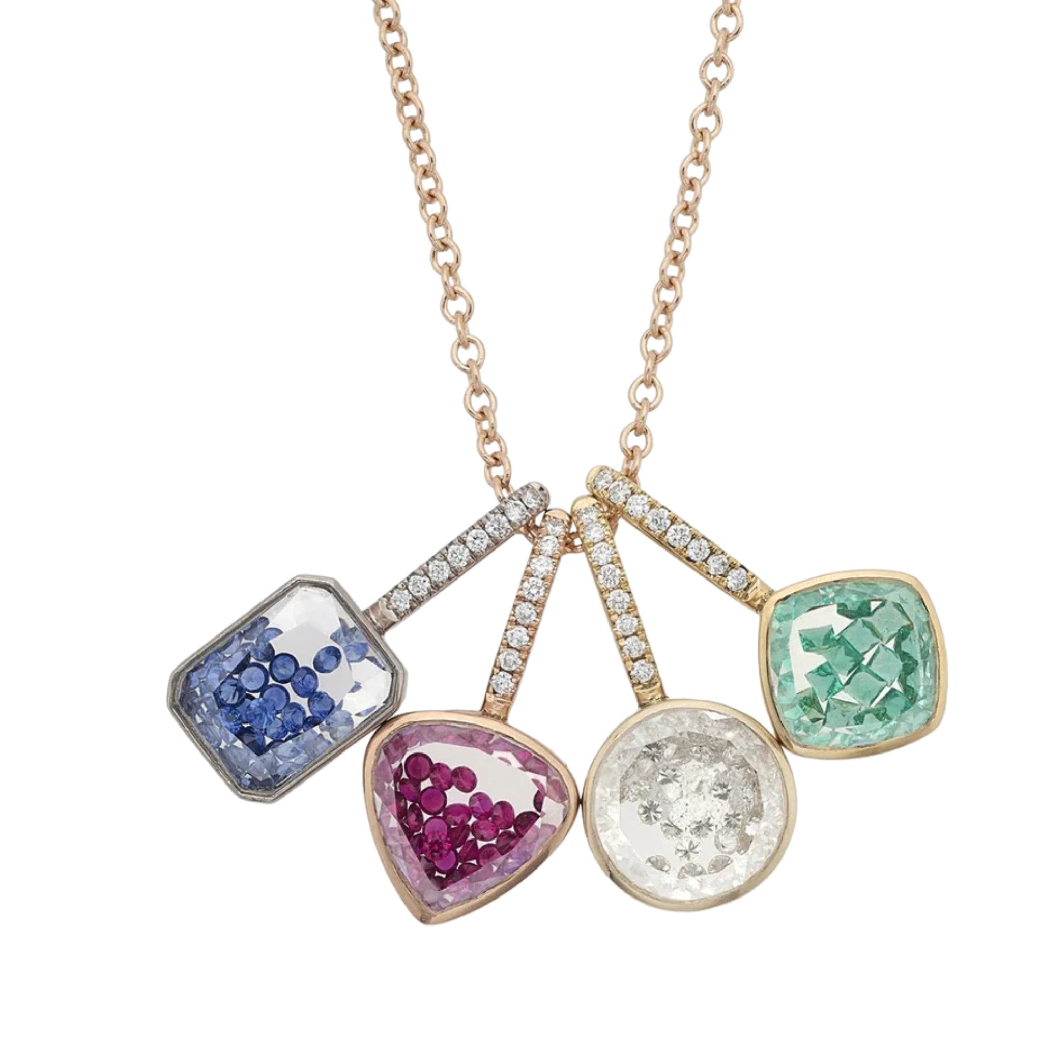Naipe Blue Sapphire Charm in Palladium Gray Gold