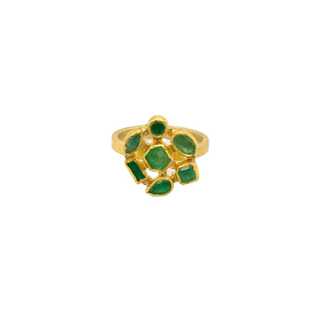 Multi-Shape Emerald Ring in Yellow Gold
