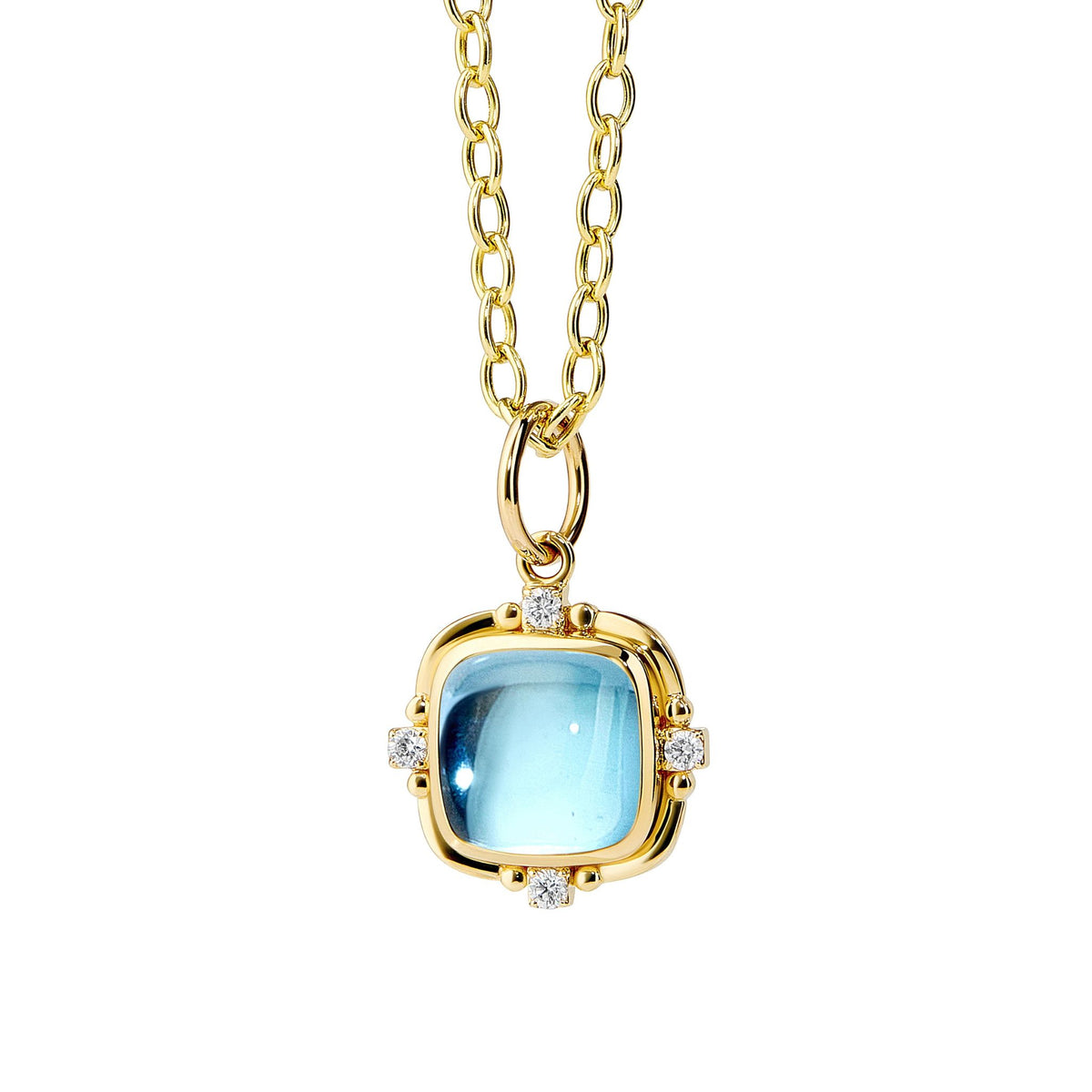 Axia Quad Blue Topaz Pendant in Yellow Gold
