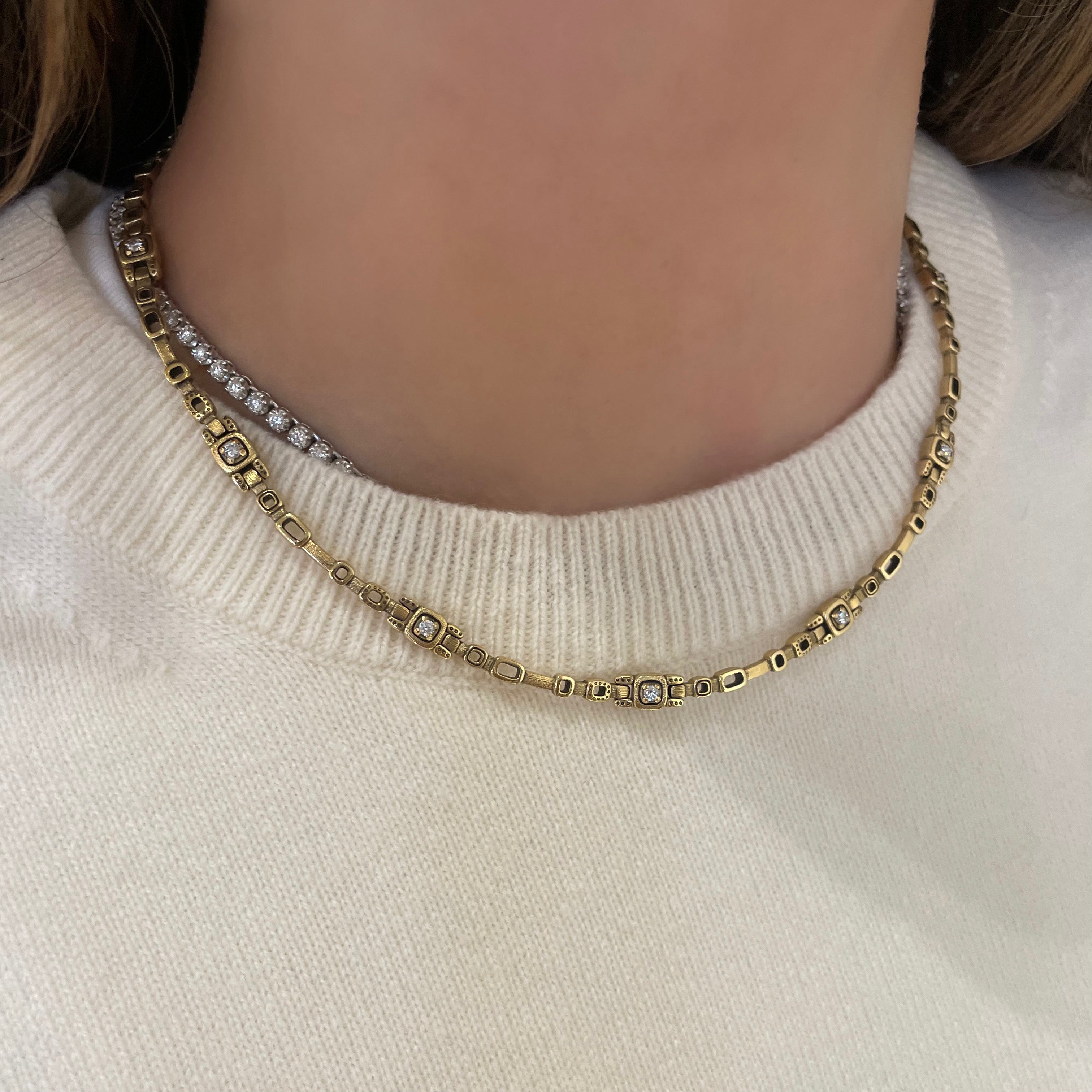 Pathway Diamond Collar Necklace in Yellow Gold