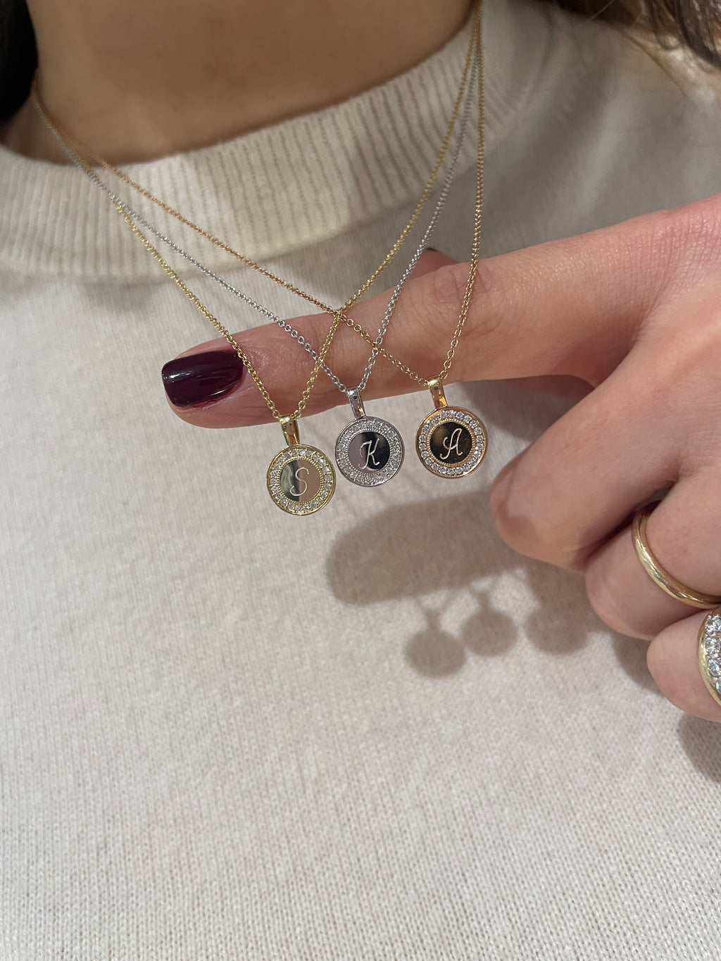 P.S. Small Round Diamond Charm in White Gold