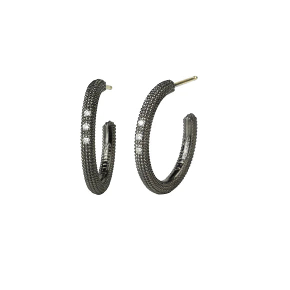 Avni Hoop Earrings in Black Rhodium Sterling Silver and Yellow Gold