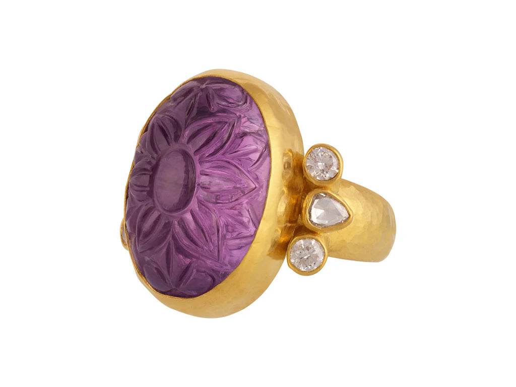 Rune Amethyst Cocktail Ring in Yellow Gold