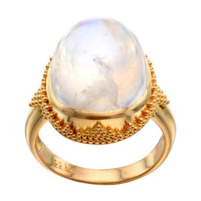 Blue Moonstone Ring in Yellow Gold