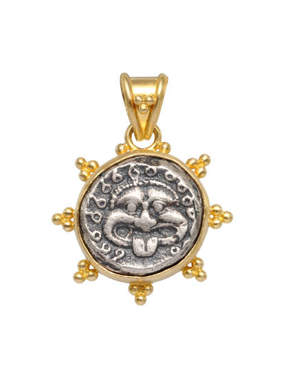 Medusa Coin Pendant in Yellow Gold