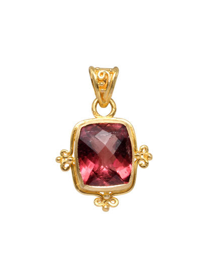 Pink Tourmaline Pendant in Yellow Gold