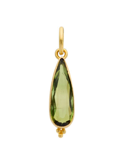 Pear-Shape Green Tourmaline Pendant in Yellow Gold