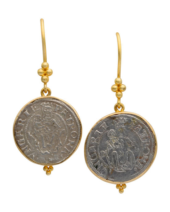 Virgin Mary Earrings in Yellow Gold