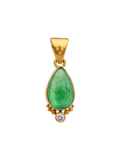 Tsavorite Pear Pendant in Yellow Gold