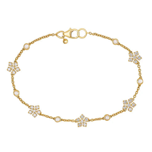 Enchanted Garden White Diamond Bracelet in Yellow Gold