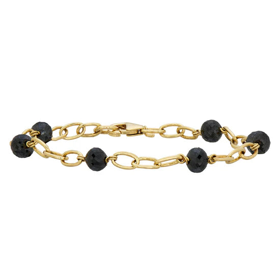 Disco Black Diamond Bracelet in Yellow Gold