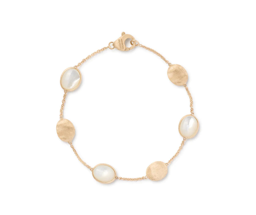Siviglia Mother of Pearl Station Bracelet in Yellow Gold