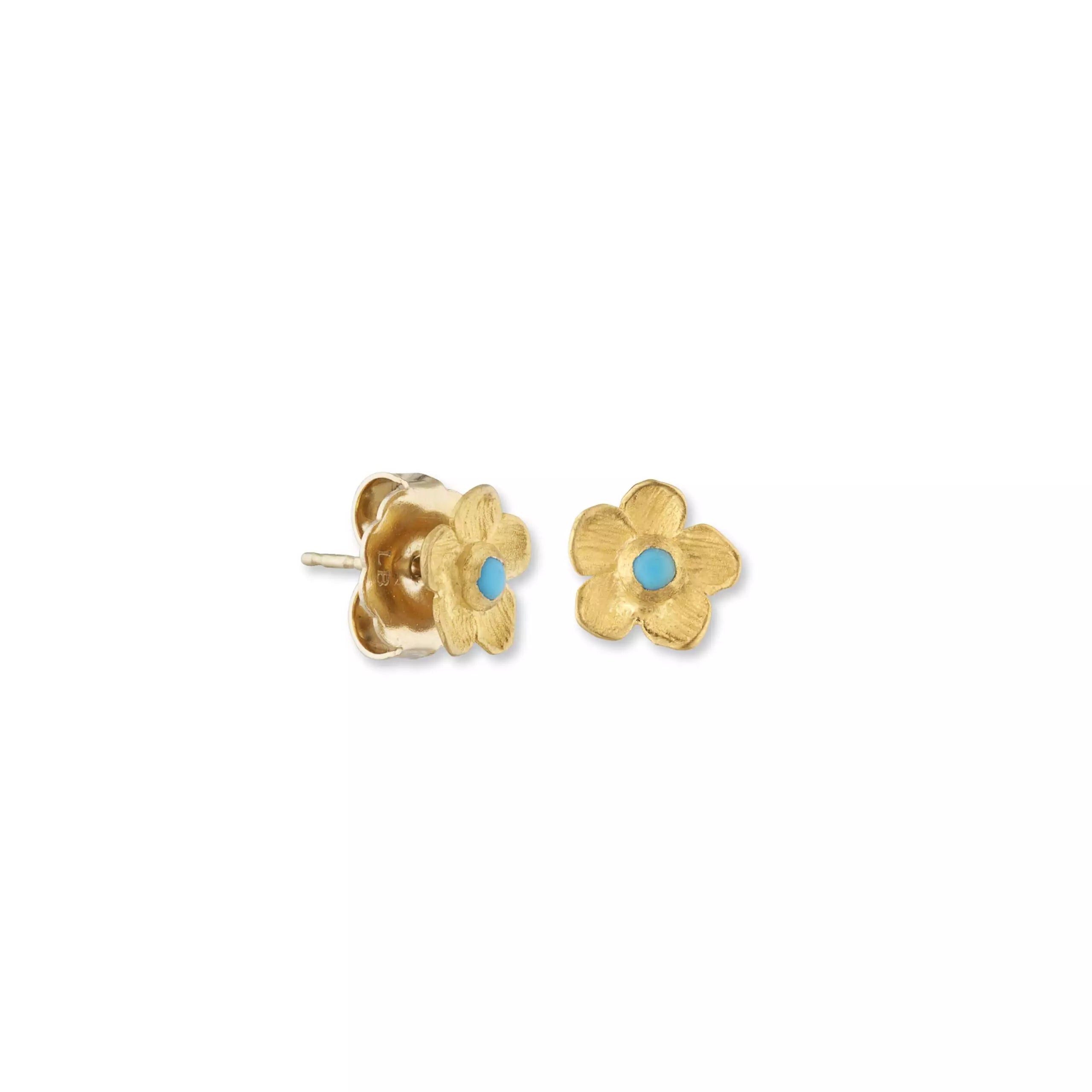 Buttercup Turquoise Stud Earrings in Yellow Gold