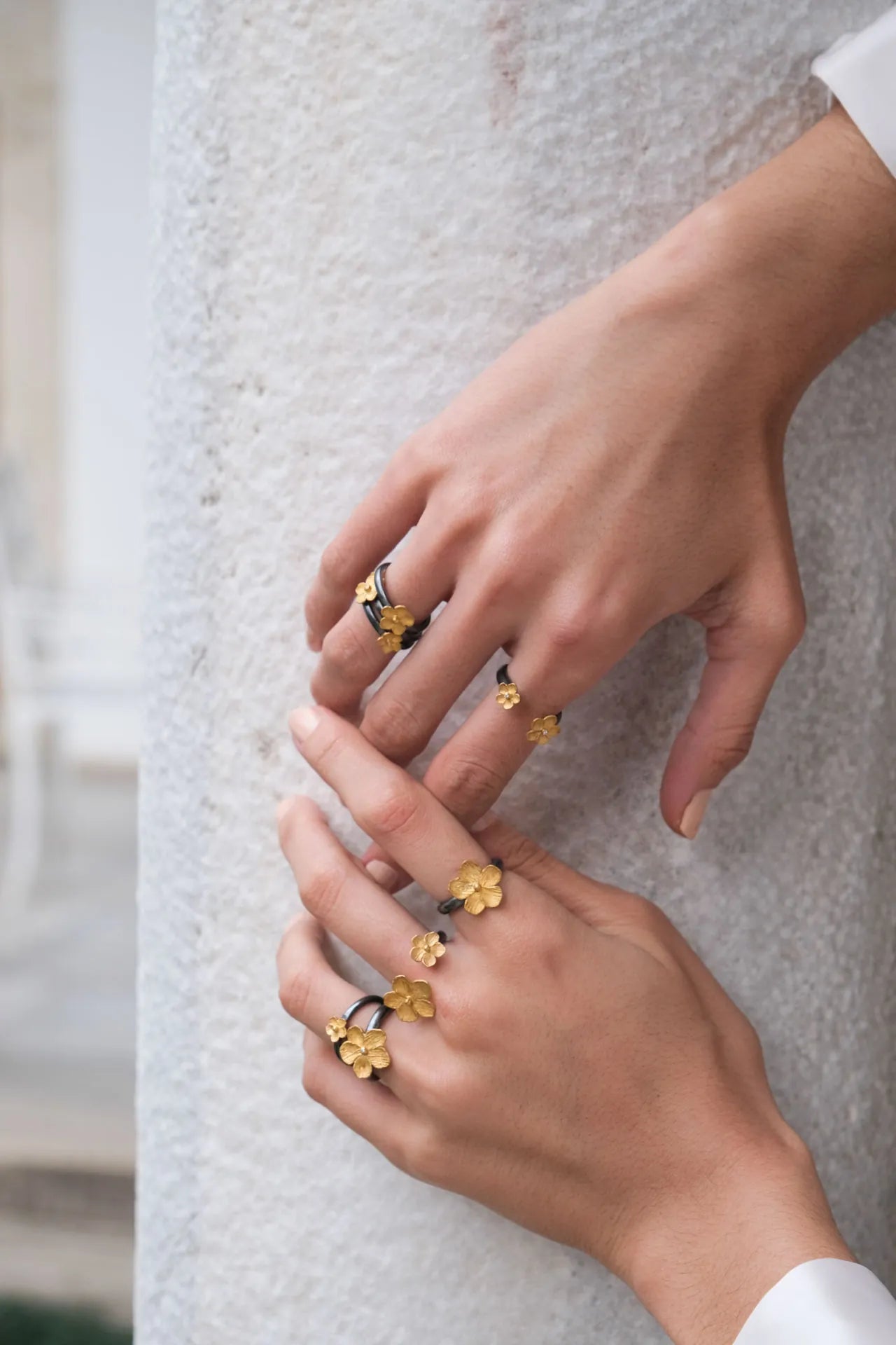 Buttercup Ring in Oxidized Sterling Silver and Yellow Gold