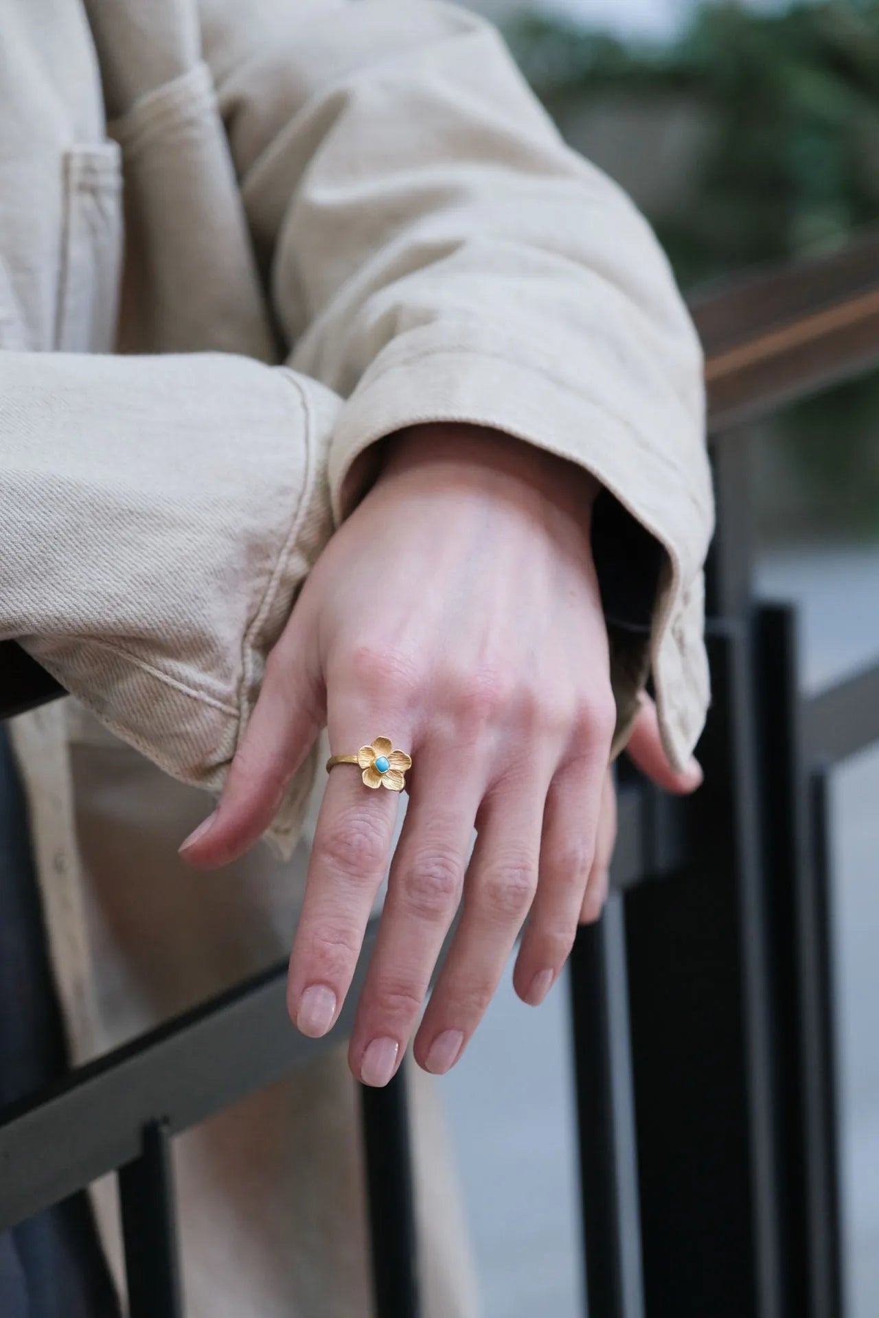 Buttercup Sleeping Beauty Turquoise Ring in Yellow Gold