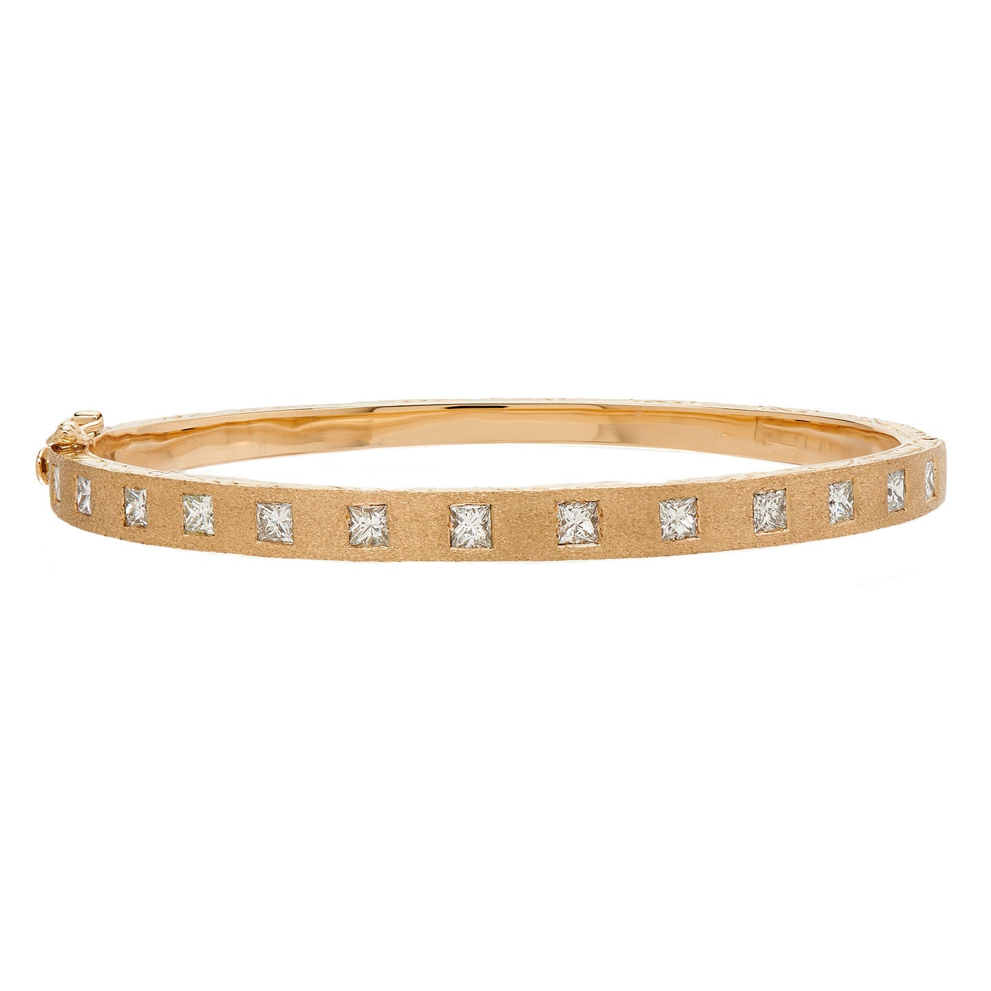 Dunes Edge White Diamond Wide Bangle in Yellow Gold
