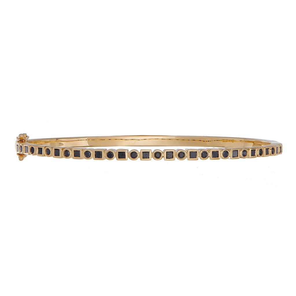 Kate Black Diamond Bangle in Yellow Gold
