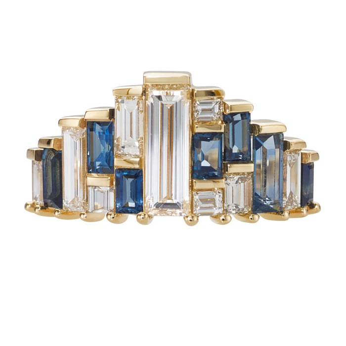 Baguette Cut Sapphire and Diamond Tiara Ring