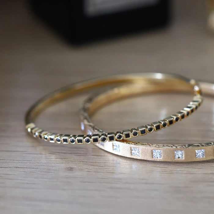 Kate Black Diamond Bangle in Yellow Gold