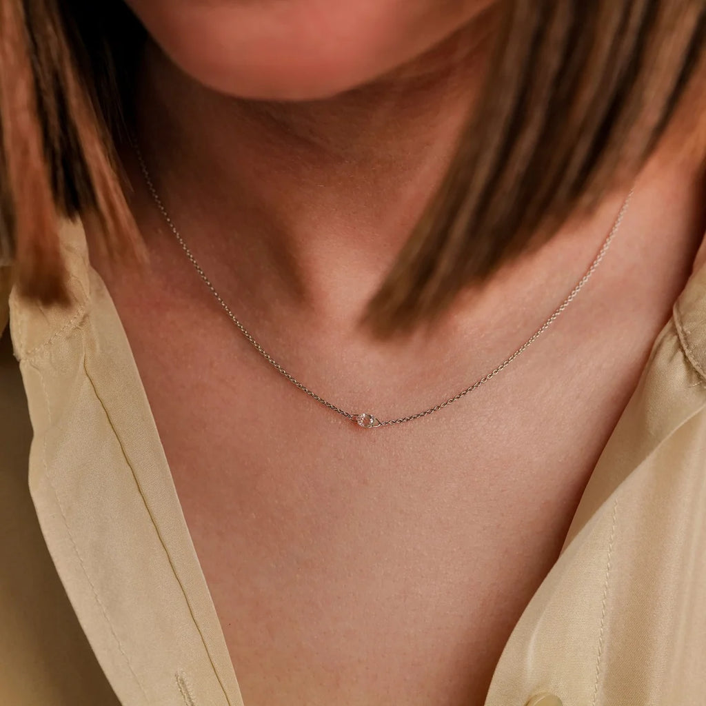 Cien Single Briolette White Diamond Necklace