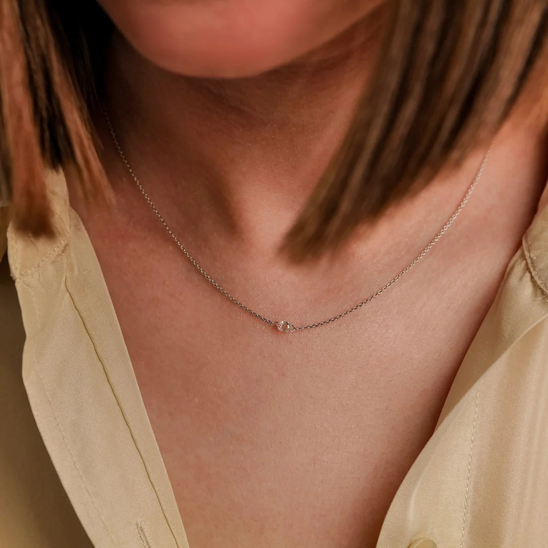 Cien Single Briolette White Diamond Necklace