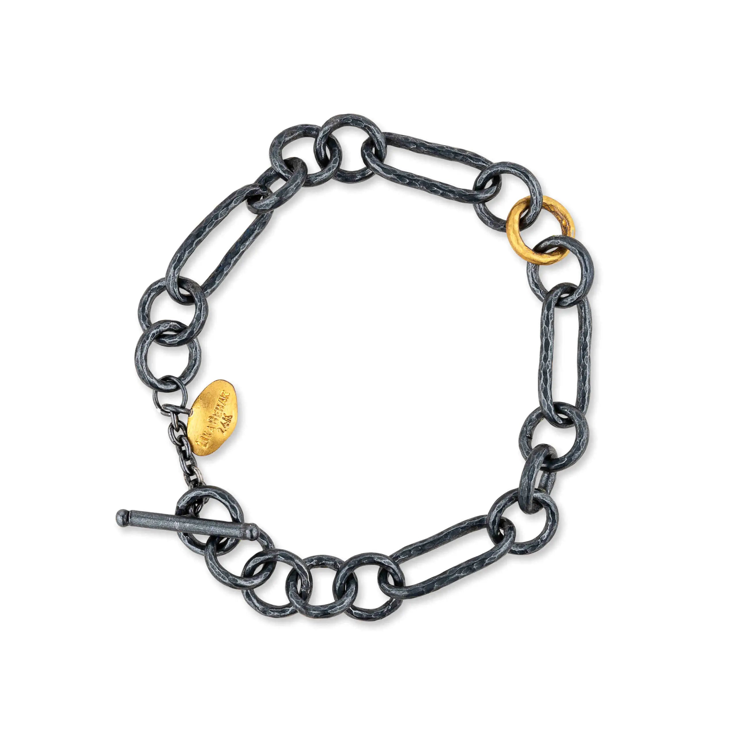 Casey Bracelet in Oxidized Sterling Silver and Yellow Gold