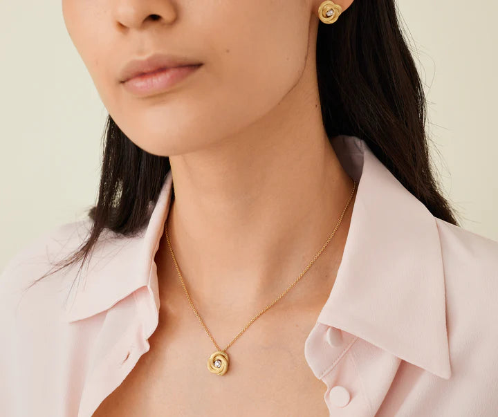 Jaipur Diamond Floral Pendant Necklace in Yellow Gold